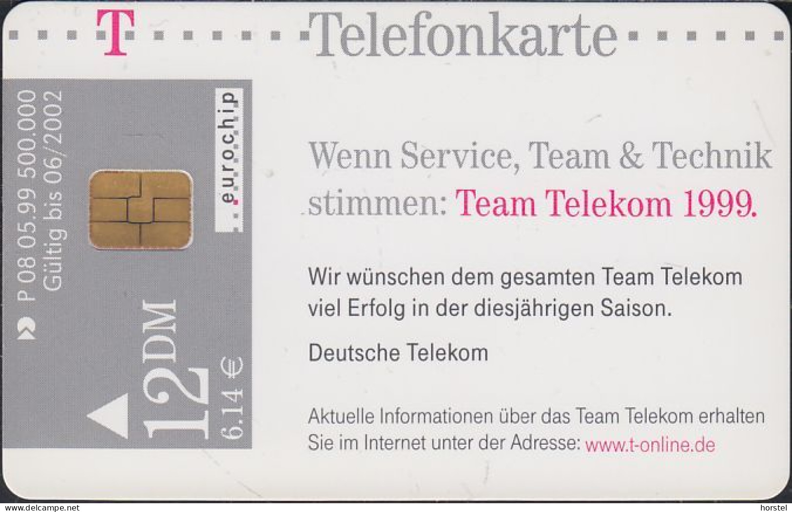 Germany P08/99 Radfahrer - Team Telekom 1999 - DD:5905 Modul 37F - P & PD-Series: Schalterkarten Der Dt. Telekom