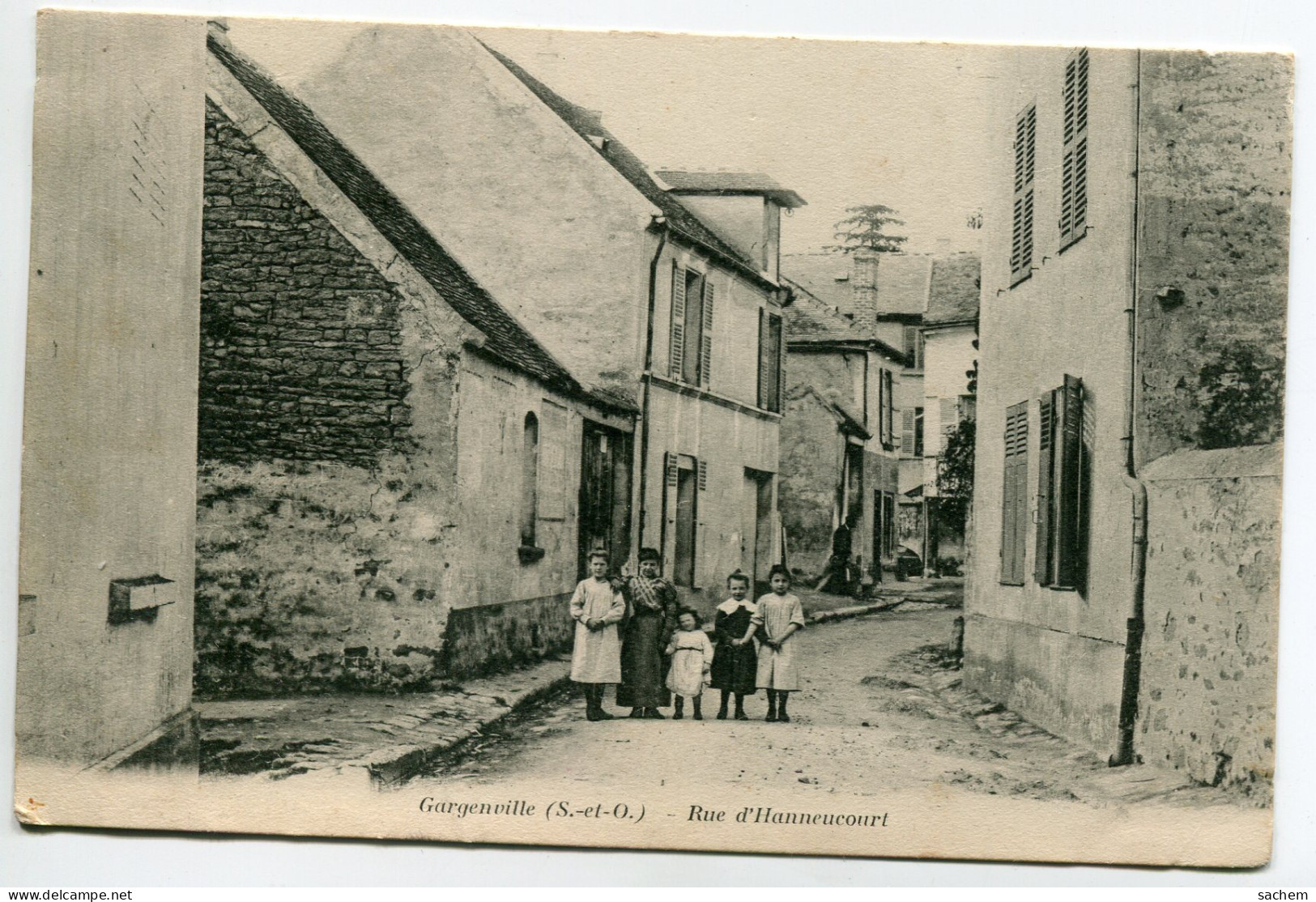 78 GARGENVILLE Fillettes Rue D'Hanneucourt écrite 1906 Timb  D06 2019  - Gargenville