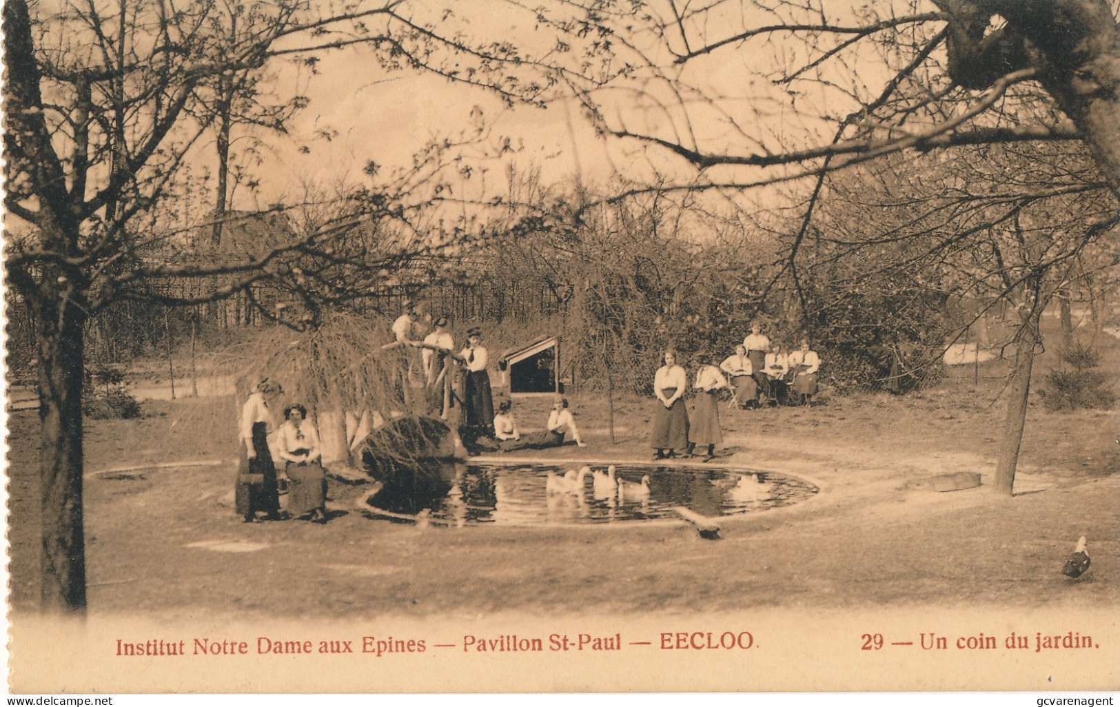 INSTITUT NOTRE DAME AUX EPINES . PAVILLON ST.PAUL  -  UN COIN DU JARDIN      2 SCANS - Eeklo