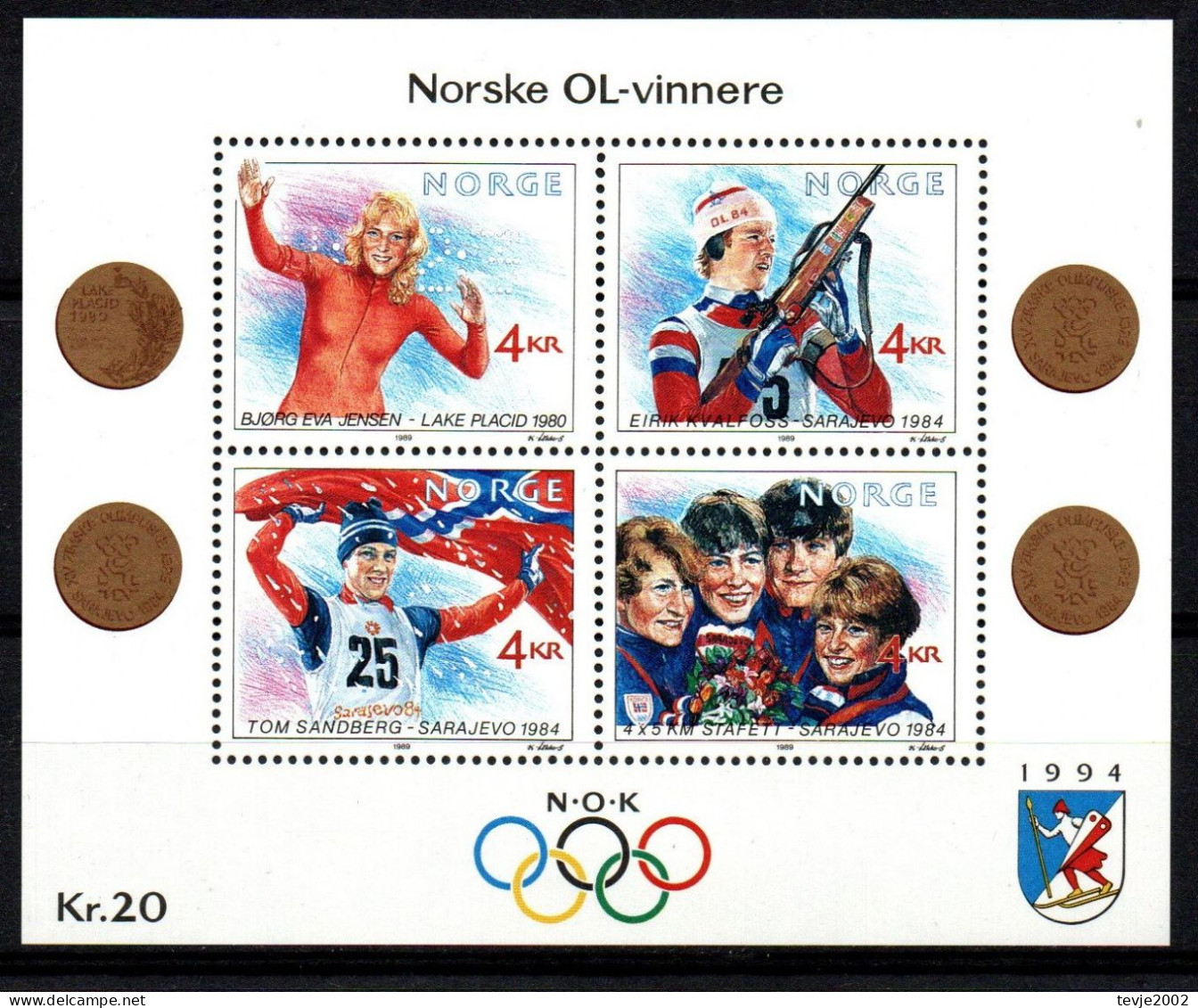 Norwegen Norge 1989 - Mi.Nr. Block 12 - Postfrisch MNH - Sport - Blocchi & Foglietti