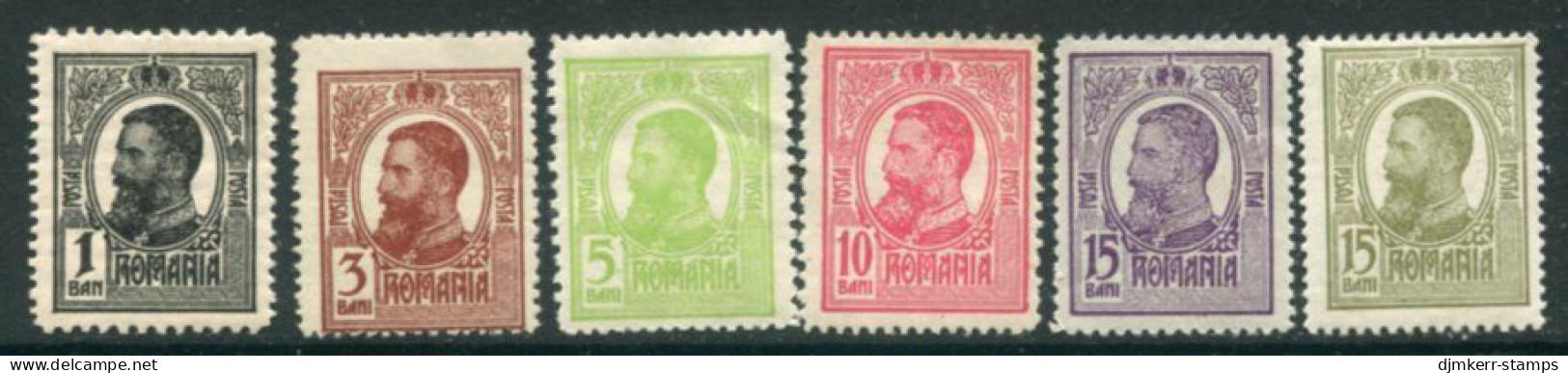 ROMANIA 1909 Definitive King Carol I .**/*.  Michel 220-25 - Ongebruikt