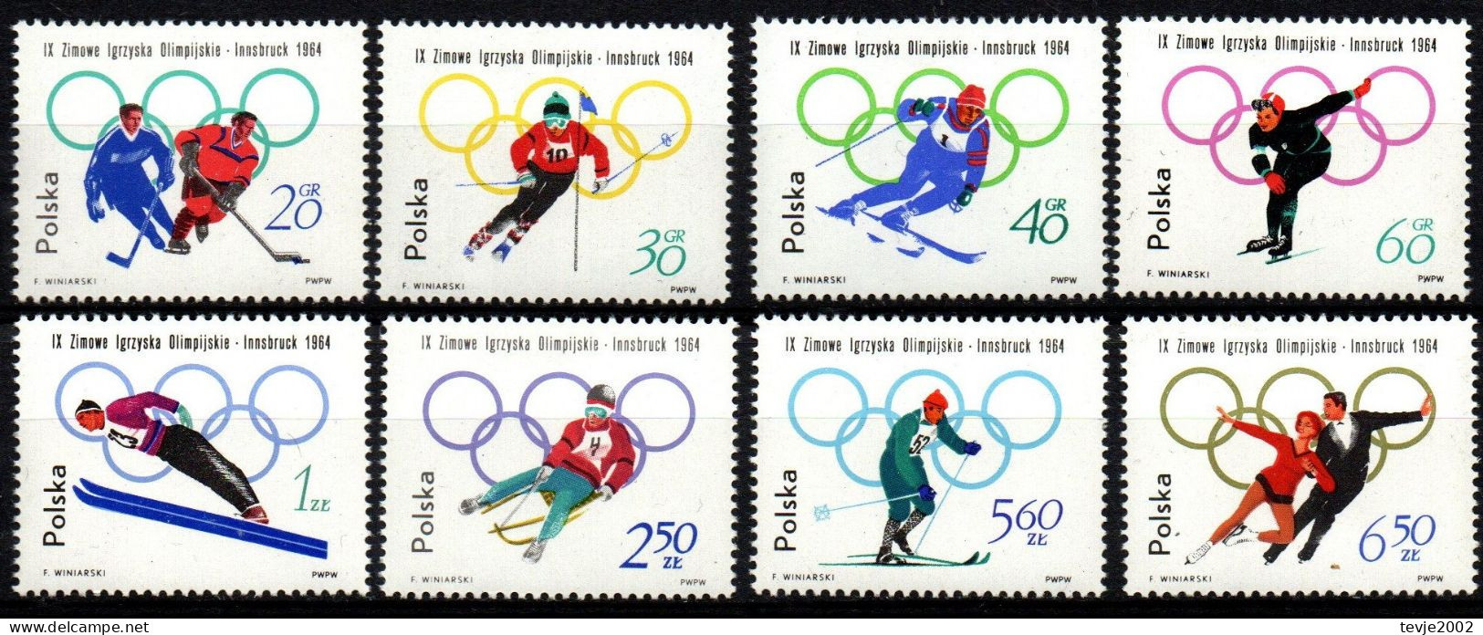 Polen Polska 1964 - Mi.Nr. 1457 - 1464 A - Postfrisch MNH - Sport - Unused Stamps