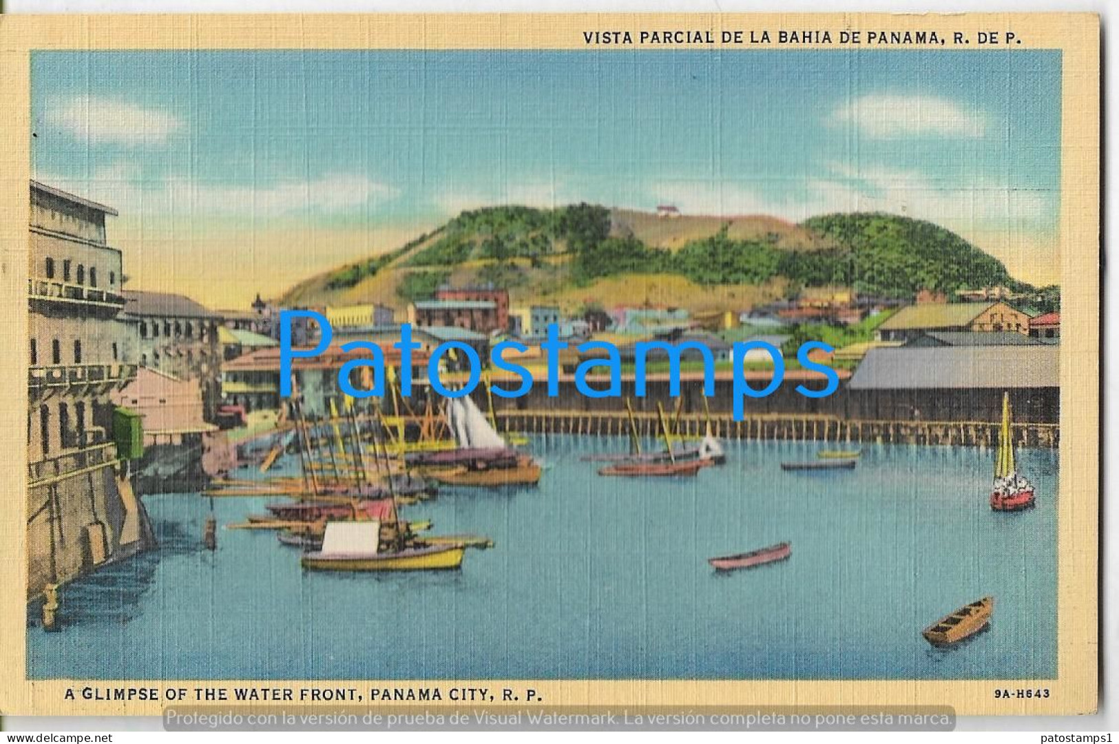 219488 PANAMA CITY VISTA PARCIAL DE LA BAHIA & BOAT POSTAL POSTCARD - Panama