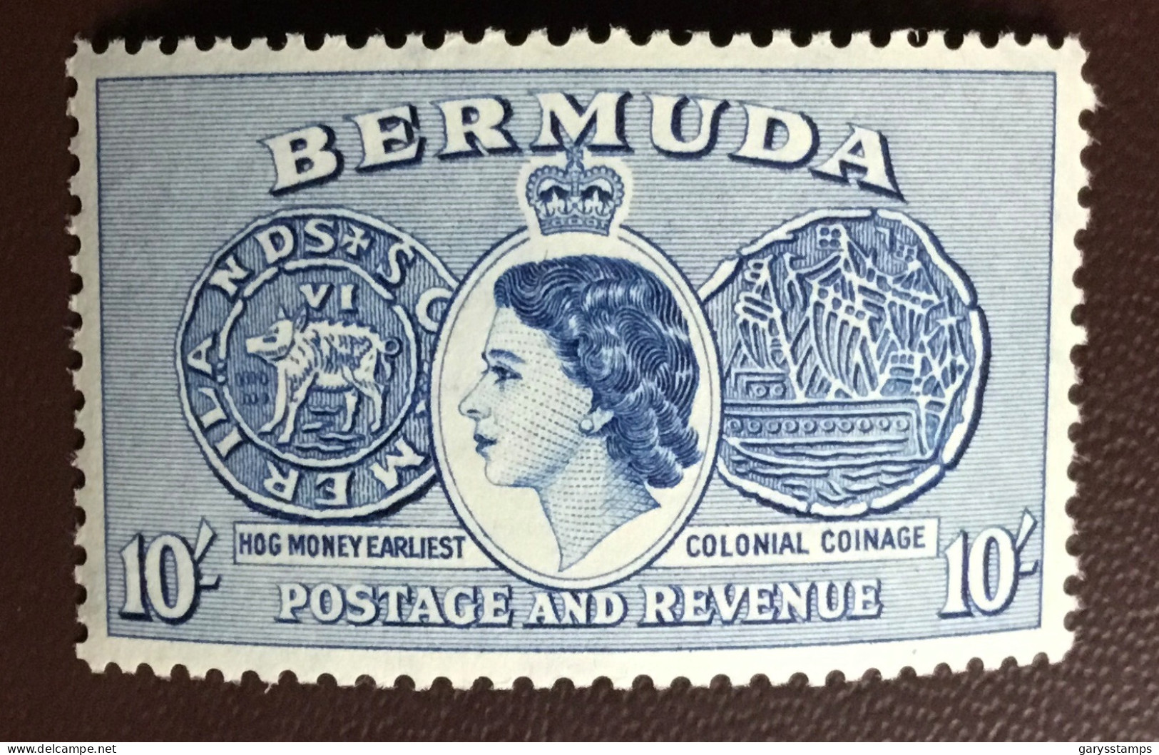 Bermuda 1957 10s Ultramarine MVLH £80 - Bermuda