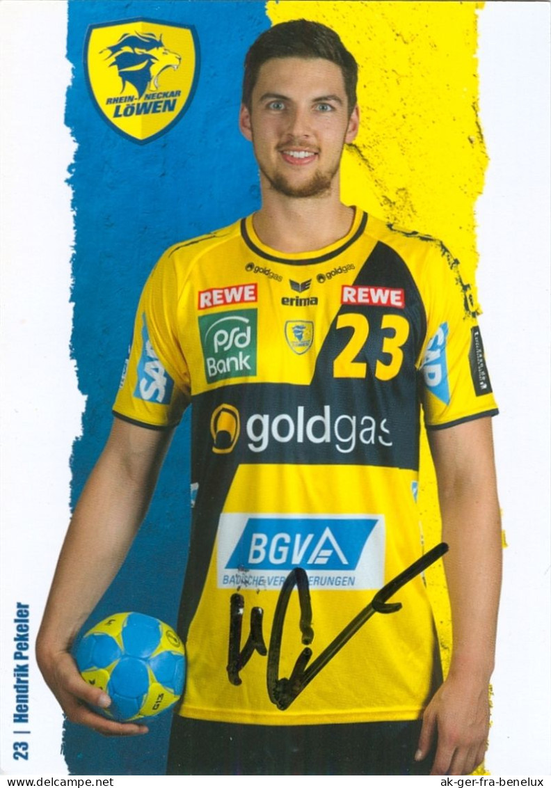 Autogramm Handball AK Hendrik Pekeler Rhein-Neckar Löwen 15-16 Mannheim Itzehoe Glückstadt Herzhorn TBV Lemgo Kiel HC - Handball