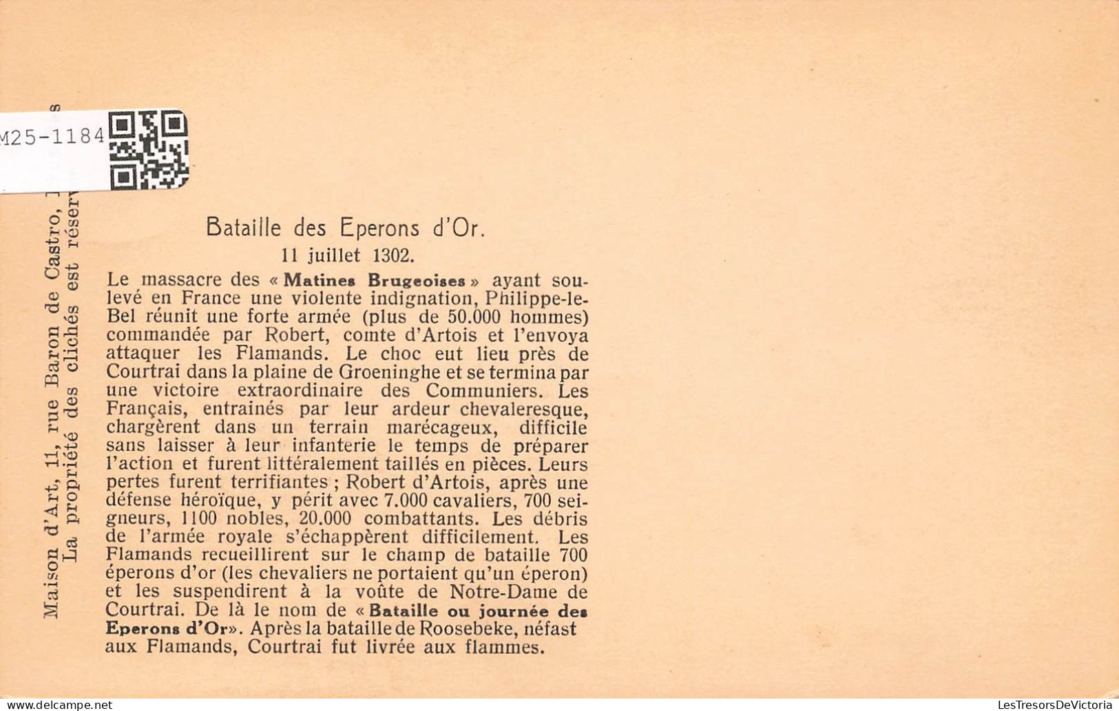 HISTOIRE - Bataille Des éperons D'or - Le Massacre Des Matines Brugeoises - Carte Postale Ancienne - Histoire