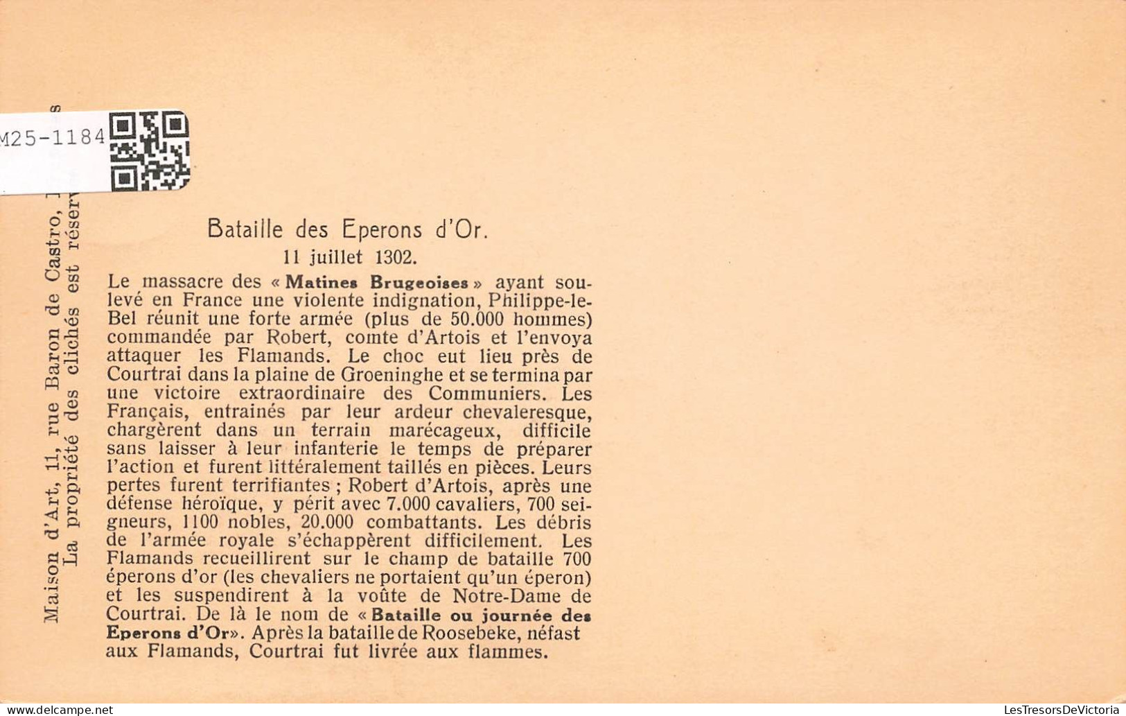 HISTOIRE - Bataille Des éperons D'or - Le Massacre Des Matines Brugeoises - Carte Postale Ancienne - Historia