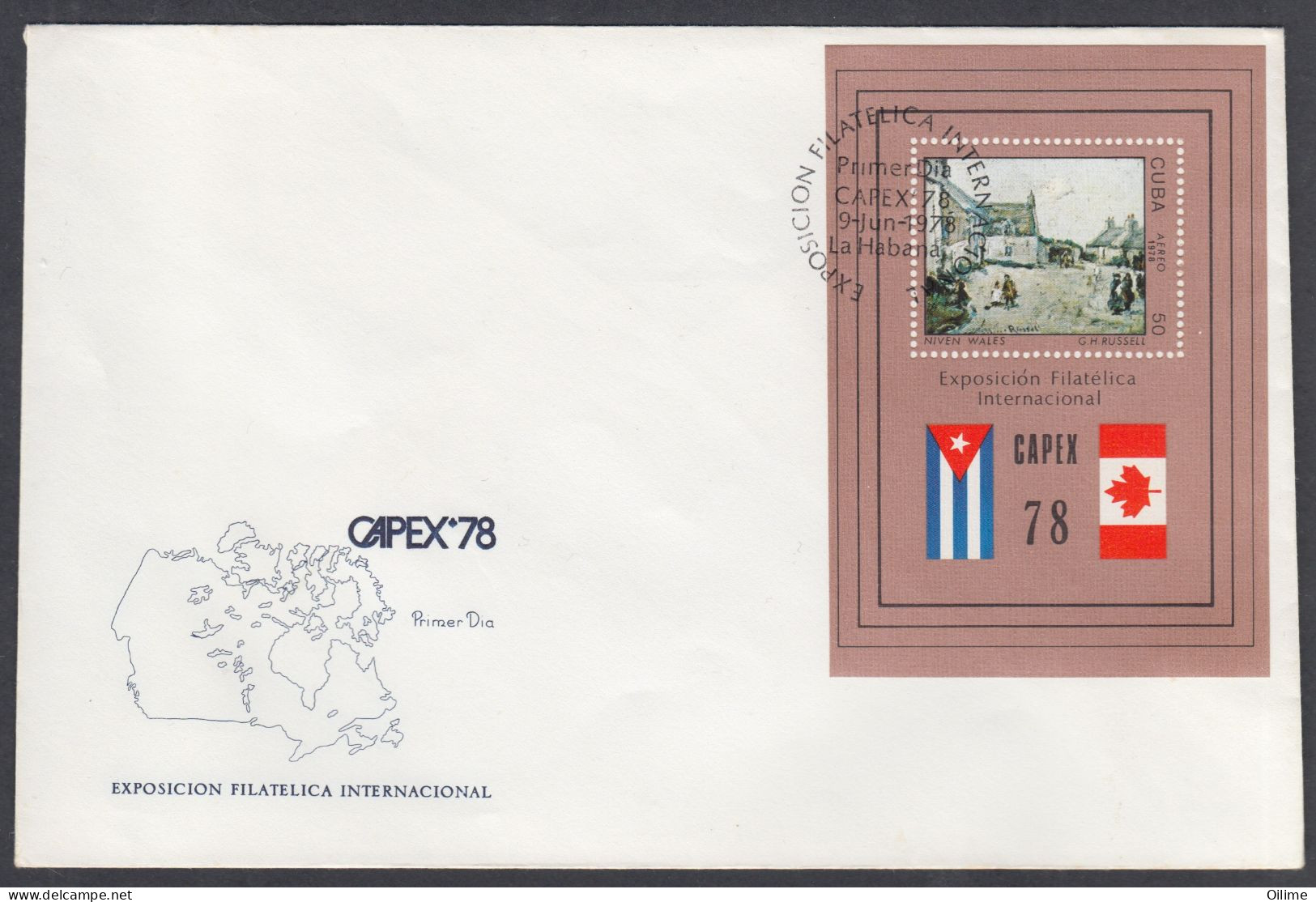 FDC CUBA 1978. HB EXPOSICIÓN FILATÉLICA "CAPEX 78". TORONTO CANADÁ EDIFIL 2470 - FDC