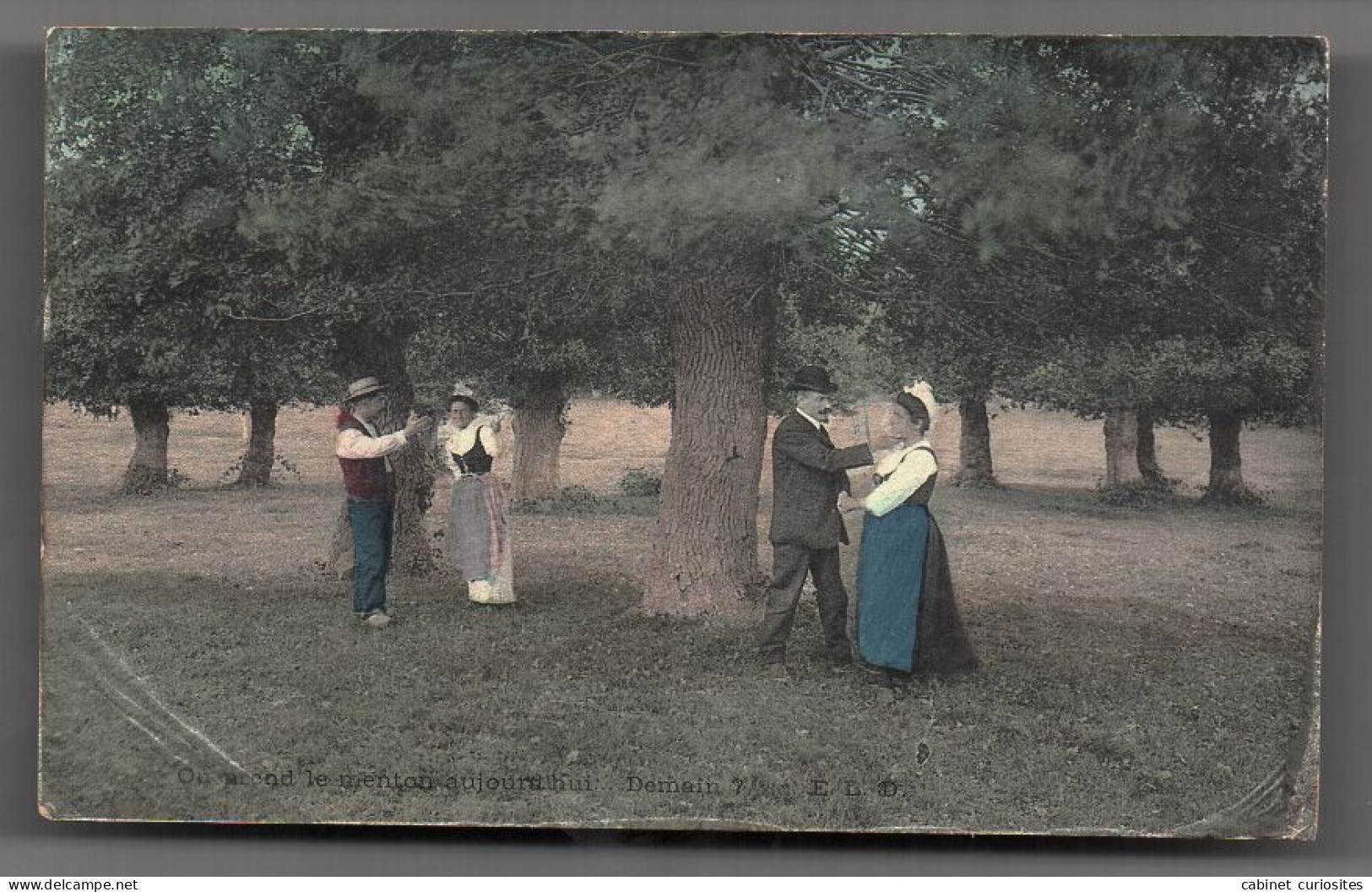 JEU ANCIEN POUR COUPLES - On Prend Le Menton Aujourd'hui.. Demain - 1907 - E. L. D Ernest-Louis-Désiré Le Deley - Animée - Regionale Spelen