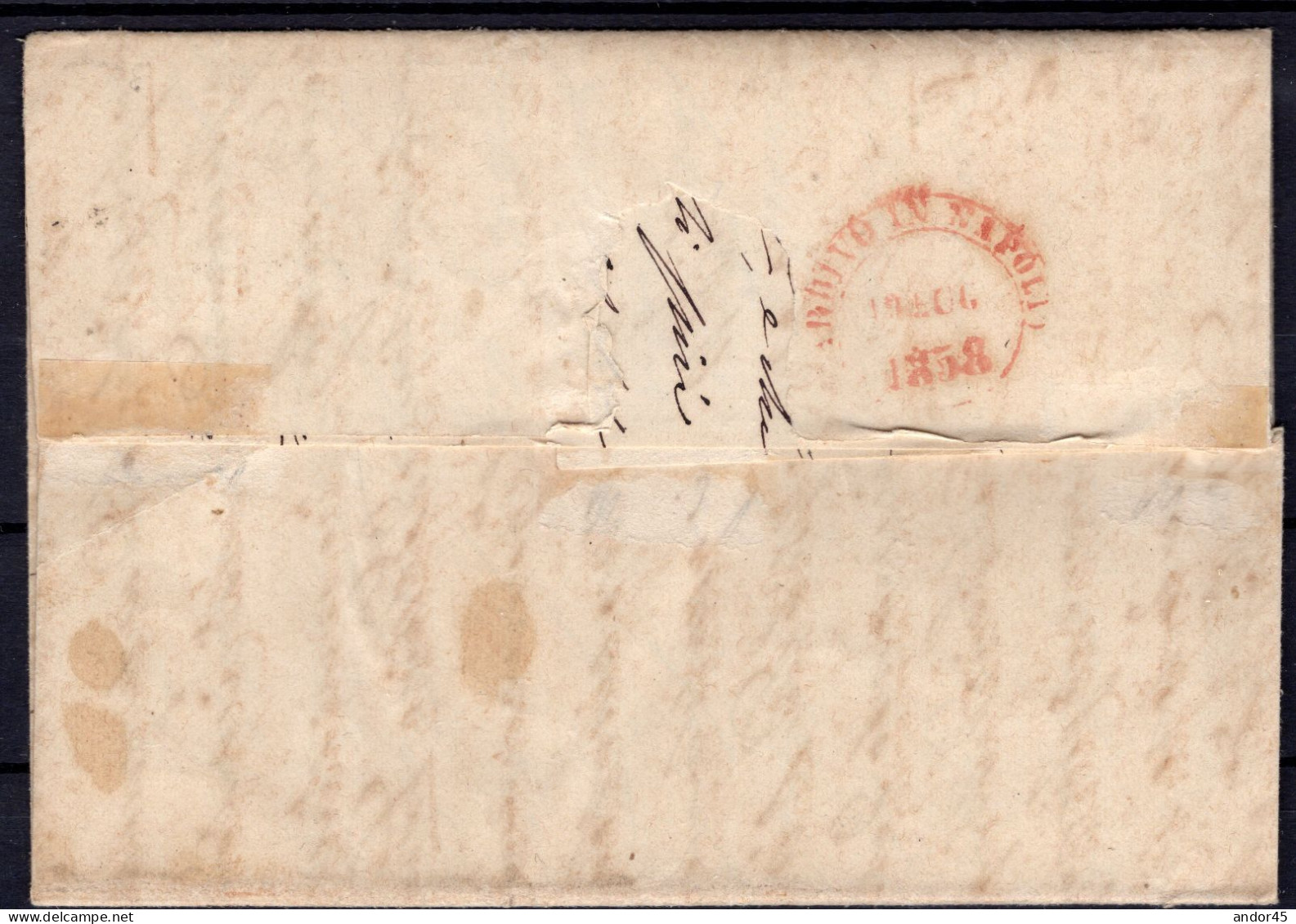 1858 … MAGGIO NAPOLI 2 Gr. II TAVOLA SASS 6c CON BELLISSIMI MARGINI SU PIEGO DI LETTERA CON TESTO DA CHIAROMONTE P7 PER - Napels