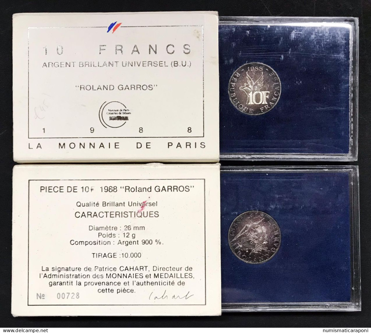 Francia France 10 Francs 1988 Roland Garros FDC - BU, BE & Muntencassettes