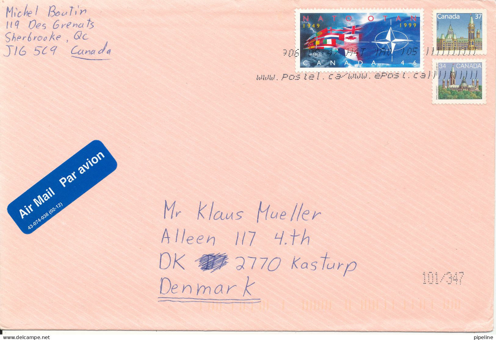 Canada Cover Sent To Denmark 1999 Topic Stamps - Storia Postale