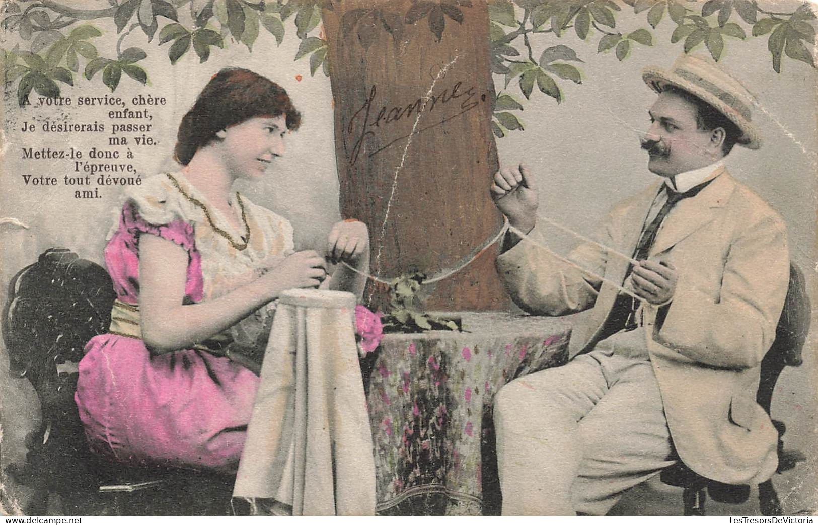 COUPLE - A Votre Service Chère Enfant - Déjeuner à L'ombre D'un Arbre - Carte Postale Ancienne - Couples