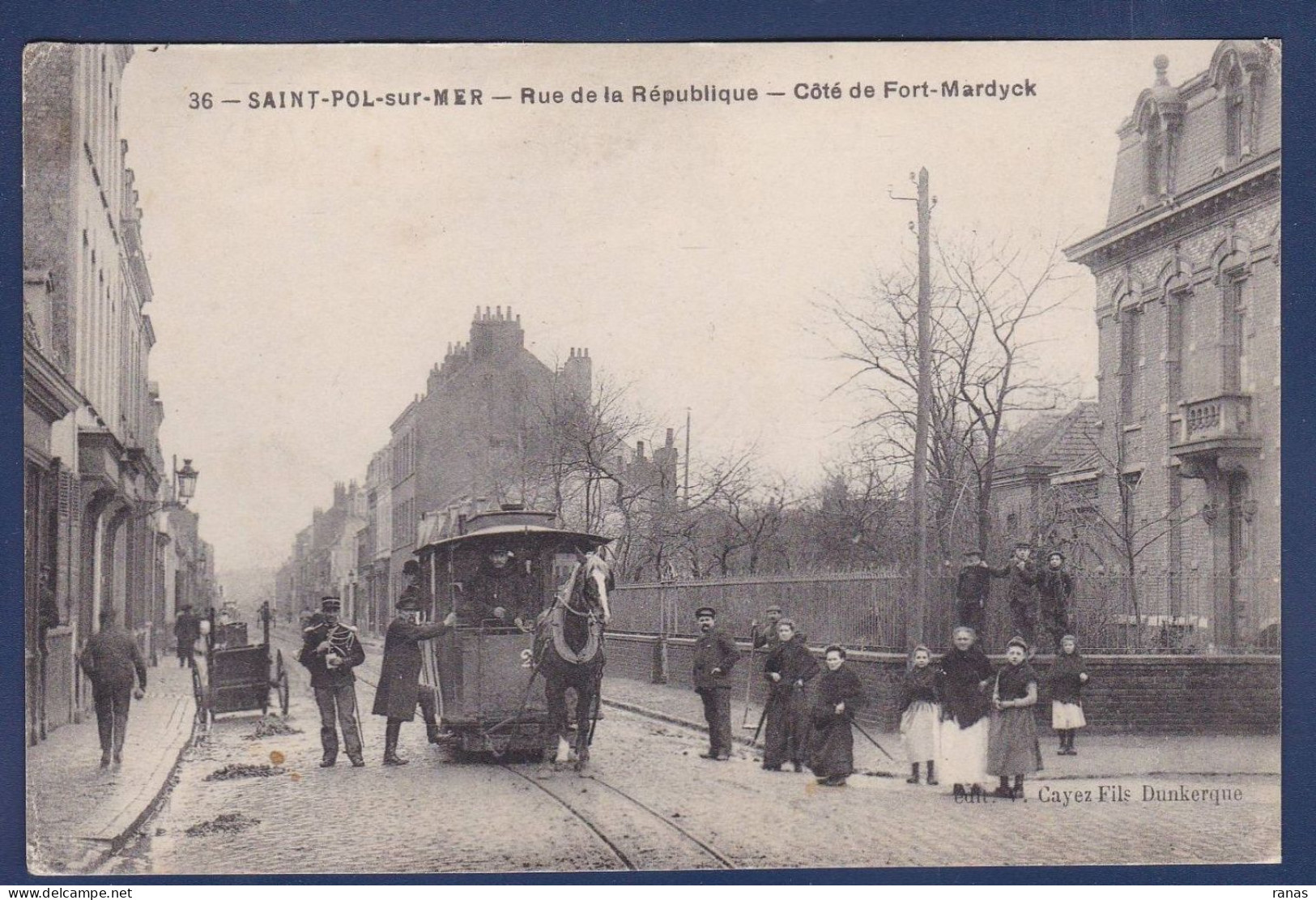 CPA [59] Nord > Saint Pol Sur Mer Tramway Attelage Cheval Non Circulé - Saint Pol Sur Mer