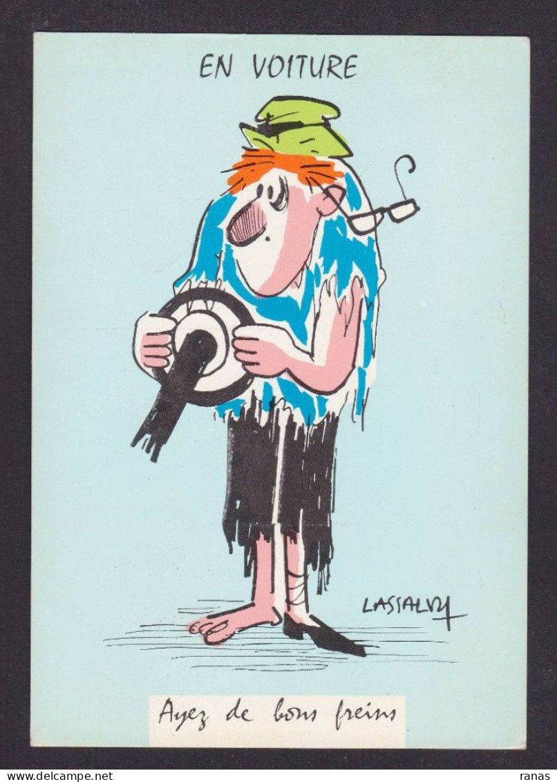 CPSM Lassalvy Illustrateur Humour En Voiture Non Circulé éditeur Marcel Vaysse - Lassalvy