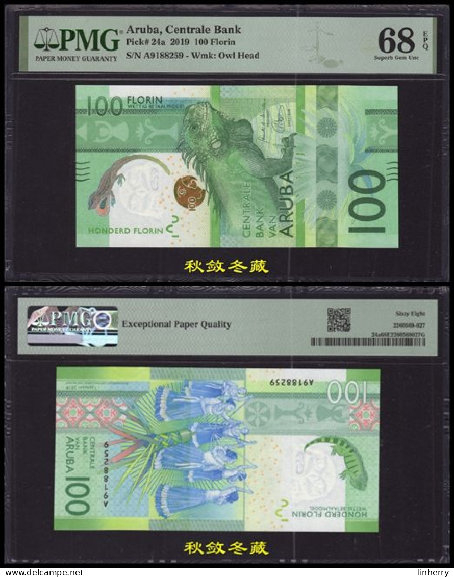 Aruba 100 Florin 2019, Paper, IBNS Winner Note, PMG68 - Aruba (1986-...)