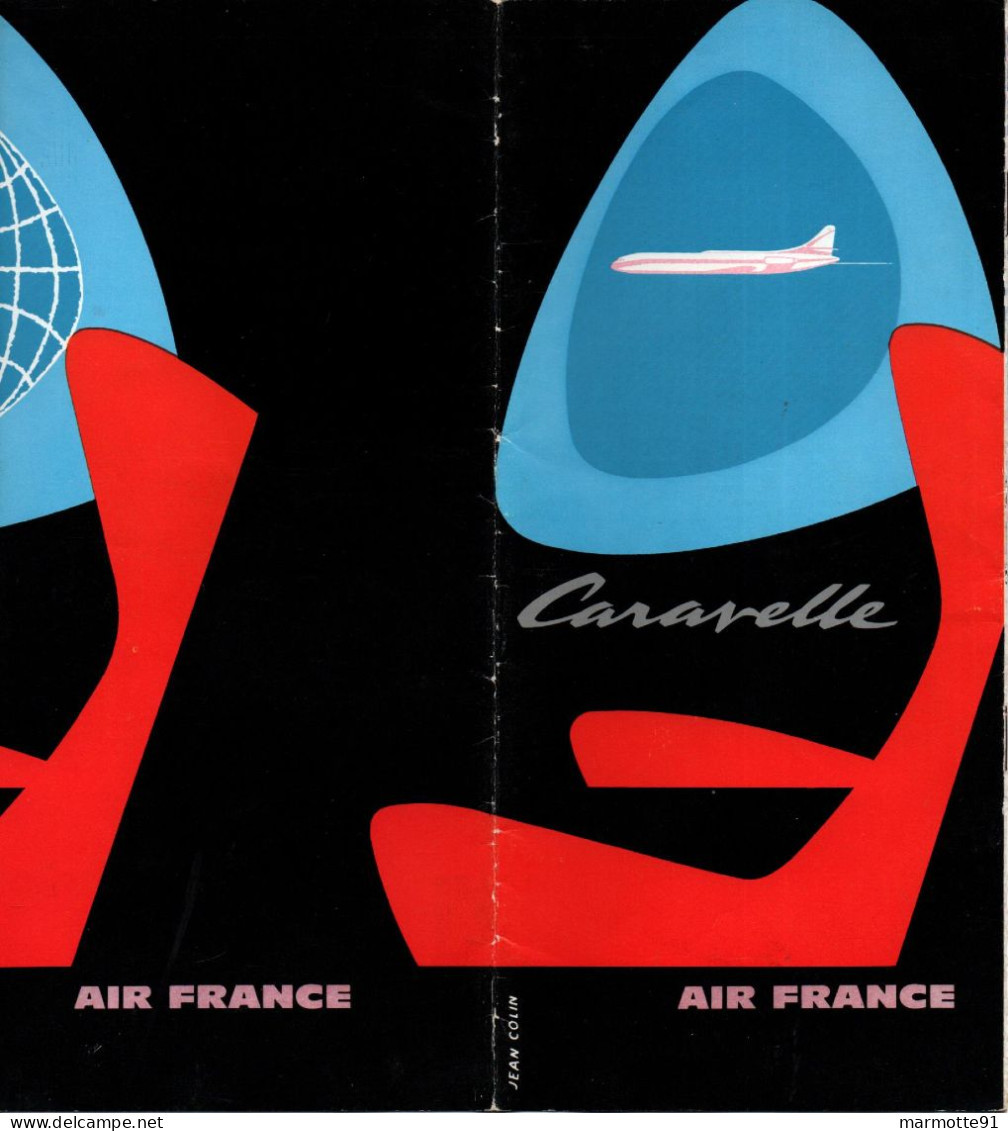 AIR FRANCE  CARAVELLE  ERE NOUVELLE  AVIATION DEPLIANT 1960 - Pubblicità