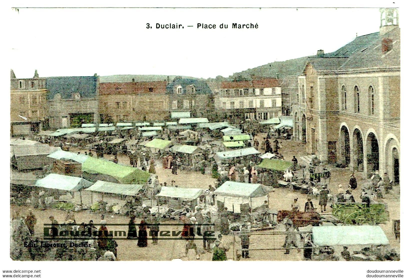 CPA - 76 - DUCLAIR - Place Du Marché - Agriculture - Ferme ***BELLE CARTE TOILEE COLORISEE*** - Duclair