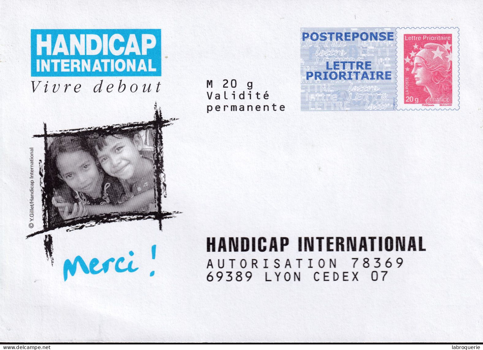 FRA - PAP - HANDICAP INTERNATIONAL - N°12P194 - Prêts-à-poster: Réponse /Beaujard