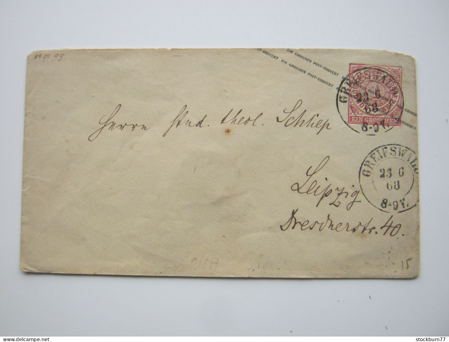 1868 , GREIFSWALD , Klarer Stempel Auf Ganzsache - Interi Postali