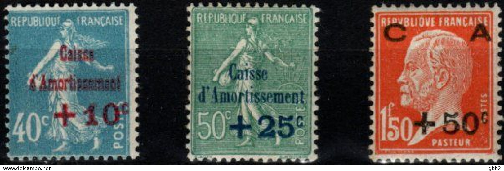 FRANCE - YT N° 246 à 248 "Caisse D'amortissement" 1ère Série. Neuf** LUXE. - 1927-31 Cassa Di Ammortamento