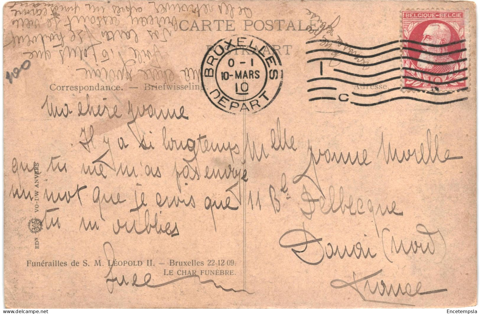 CPA Carte Postale Belgique Bruxelles Funérailles De S. M. Léopold II 1909  VM74664 - Feesten En Evenementen