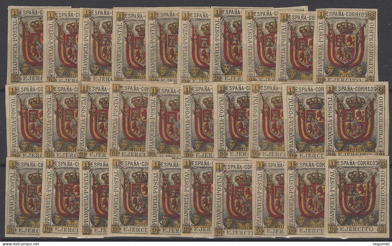 Franquicia Militar Melilla 01s ** Ejercito. 1893. 30 Sellos - Franchigia Militare