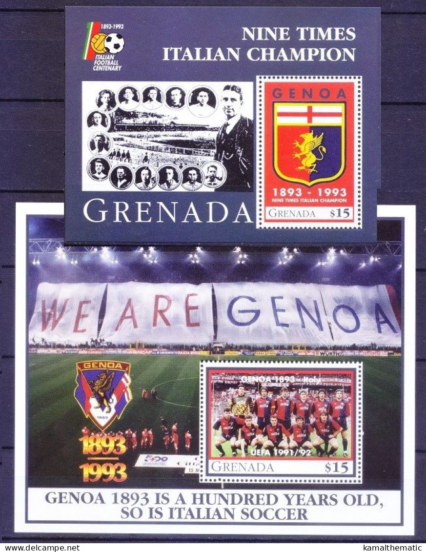 Grenada 1993 MNH MS+SS, Italian Soccer Assn. & Genoa Soccer Club, Sports Football - Championnat D'Europe (UEFA)