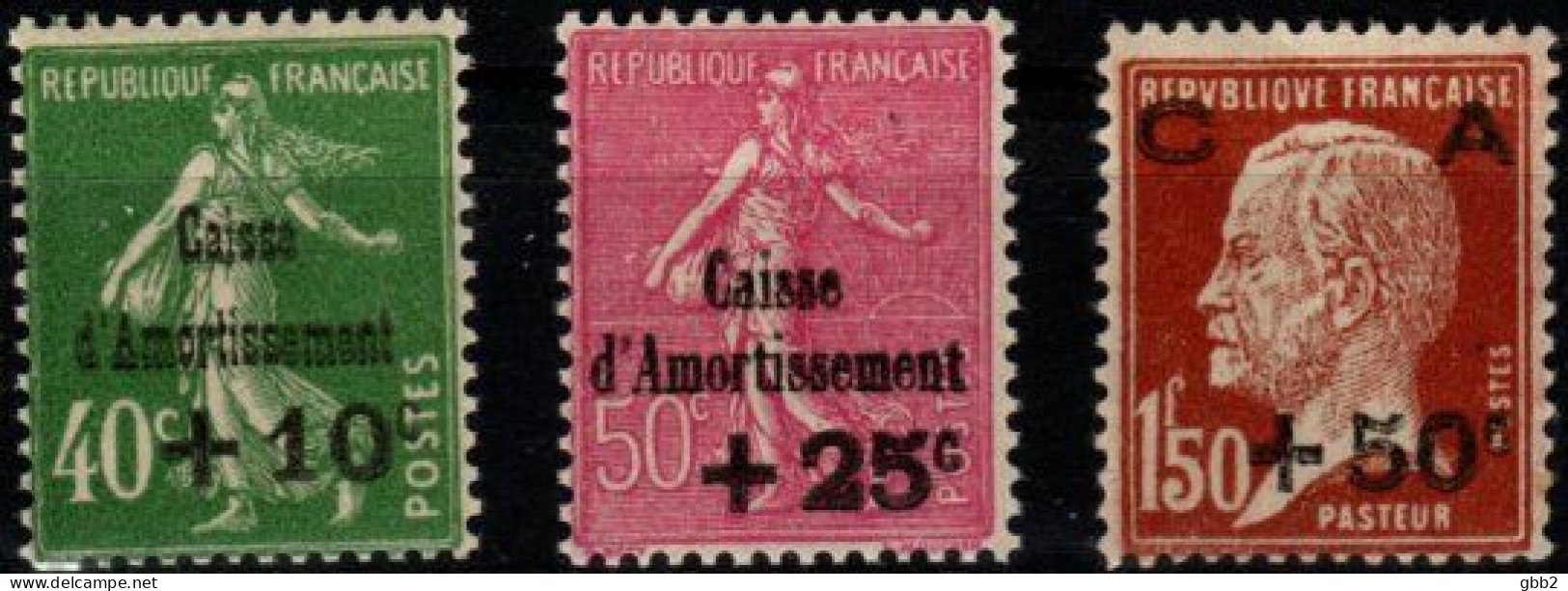 FRANCE - YT N° 253 à 255 "Caisse D'amortissement" 3ème Série. Neuf** LUXE. - 1927-31 Caisse D'Amortissement