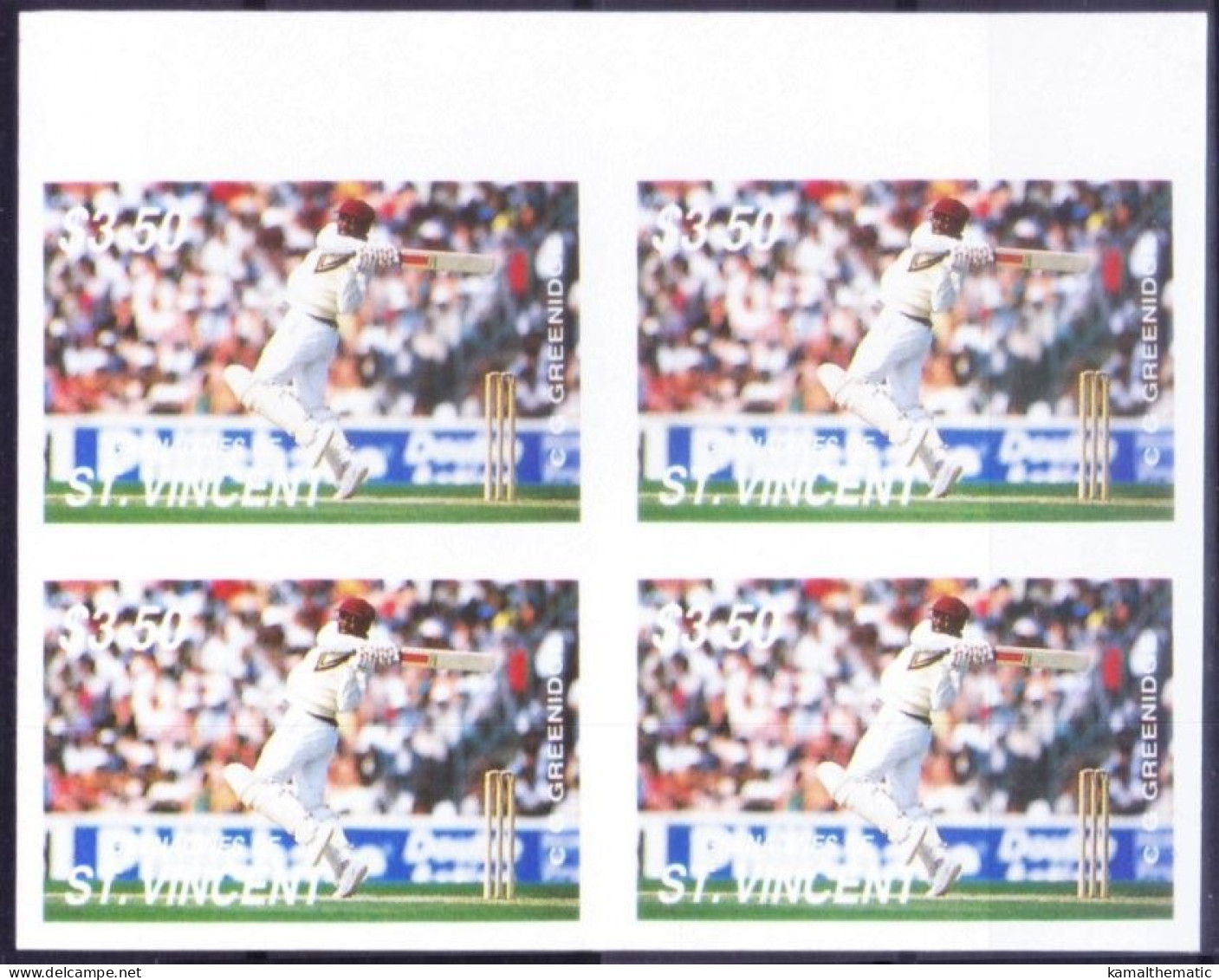 St. Vincent 1988 MNH Imperf Blk From Colour Trail, Greenidge Cricket Sports - Cricket