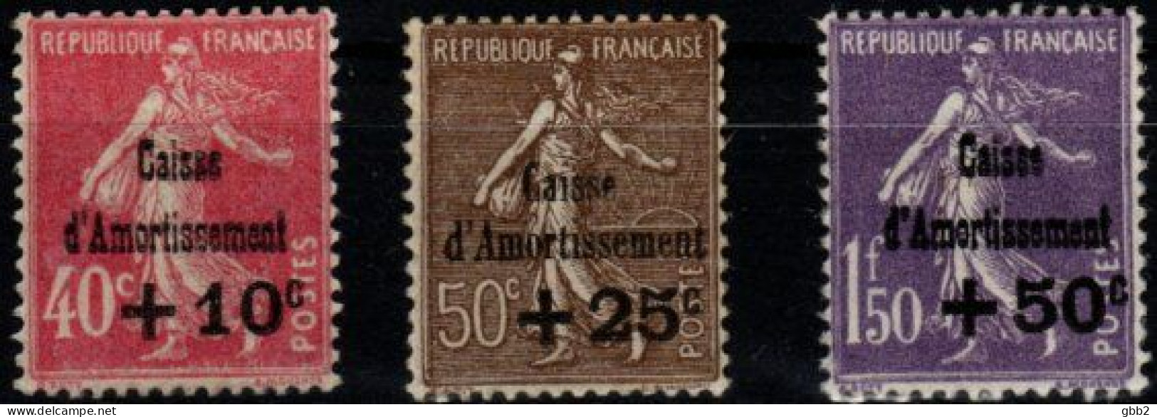 FRANCE - YT N° 266 à 268 "Caisse D'amortissement" 4ème Série. Neuf** LUXE. - 1927-31 Caisse D'Amortissement