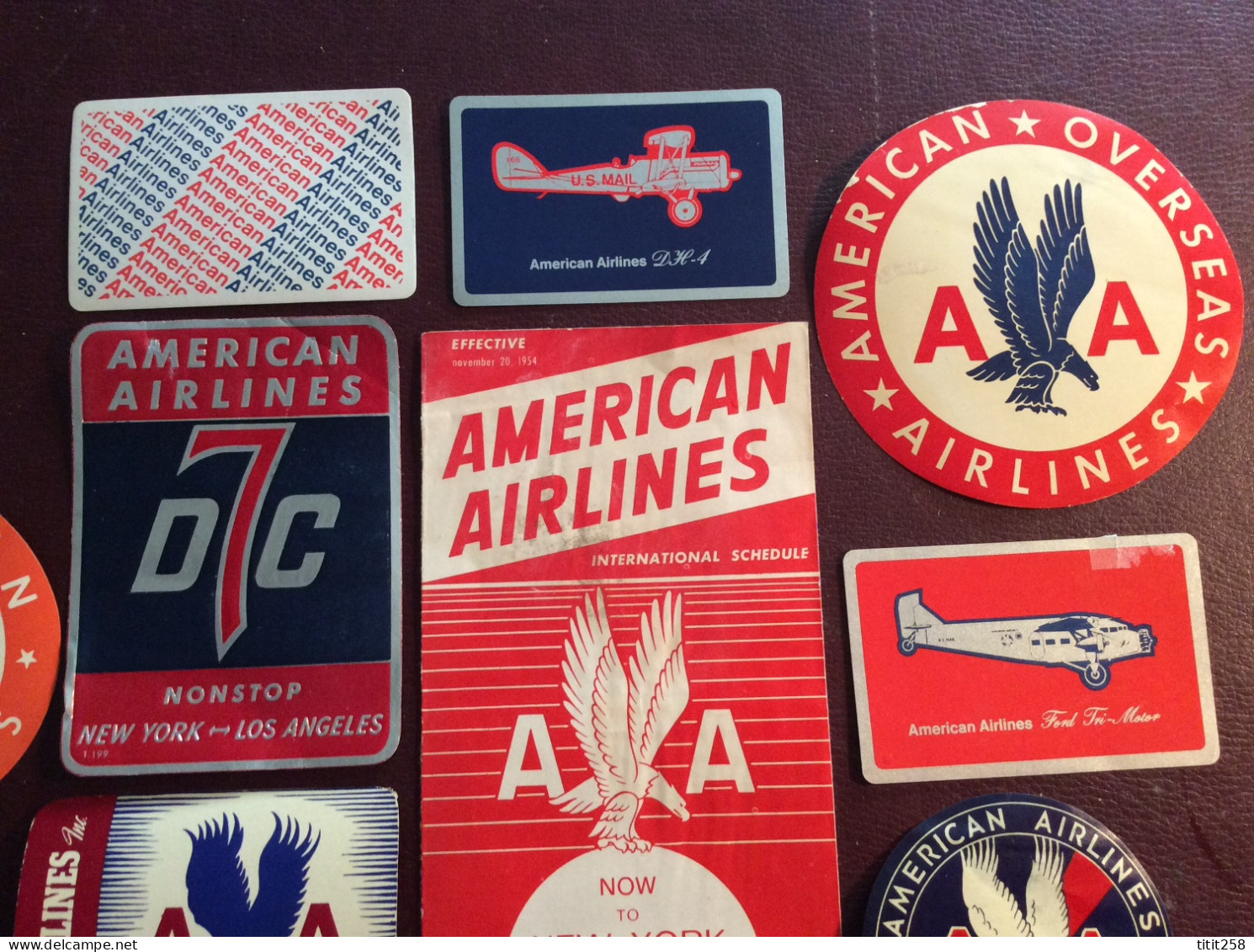 LOT Etiquettes / Dépliant  . Valises . AMERICAN AIR LINES ( Avions Aéroports ) - Etichette Da Viaggio E Targhette