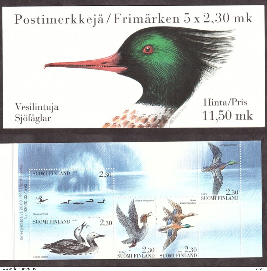 Finlande - 1993 - Carnet C1189 - Neuf ** - Oiseaux Aquatiques - Booklets