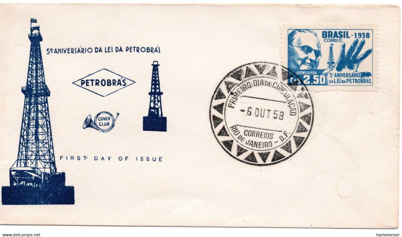 60844 - Brasilien - 1958 - Cr$2,50 Petrobras EF A FDC RIO DE JANEIRO - Aardolie