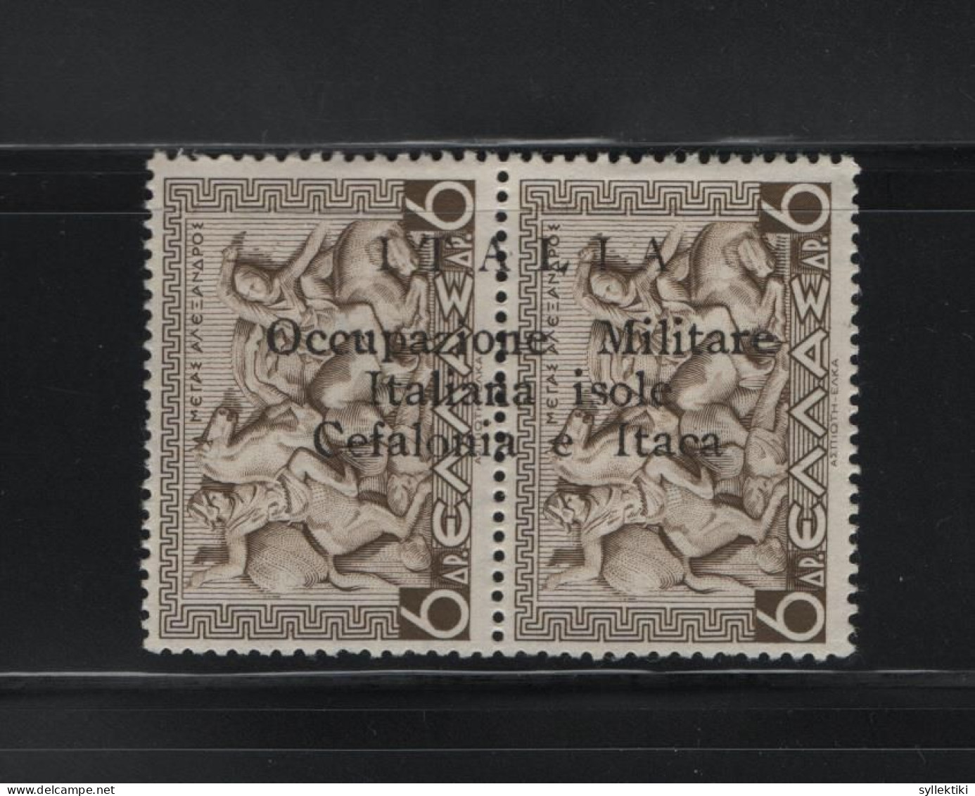 GREECE IONIAN ISLANDS 1941 6 DRACHMAS + 6 DRACHMAS PAIR MNH/MH STAMPS OVERPRINTED ITALIA....   ONE STAMP IS MH  HELLAS N - Islas Ionian