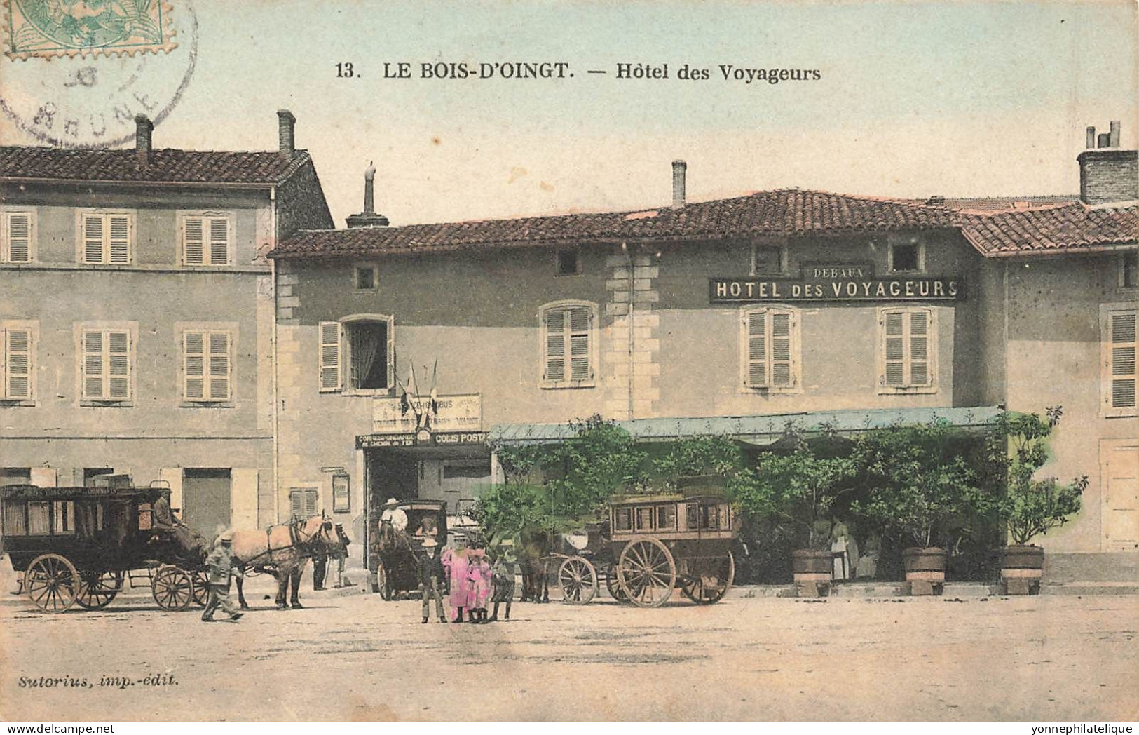 69 - RHÔNE - LE BOIS D'OINGT - Hôtel Des Voyageurs - Debaux - Service De L'Omnibus - 10733 - Le Bois D'Oingt