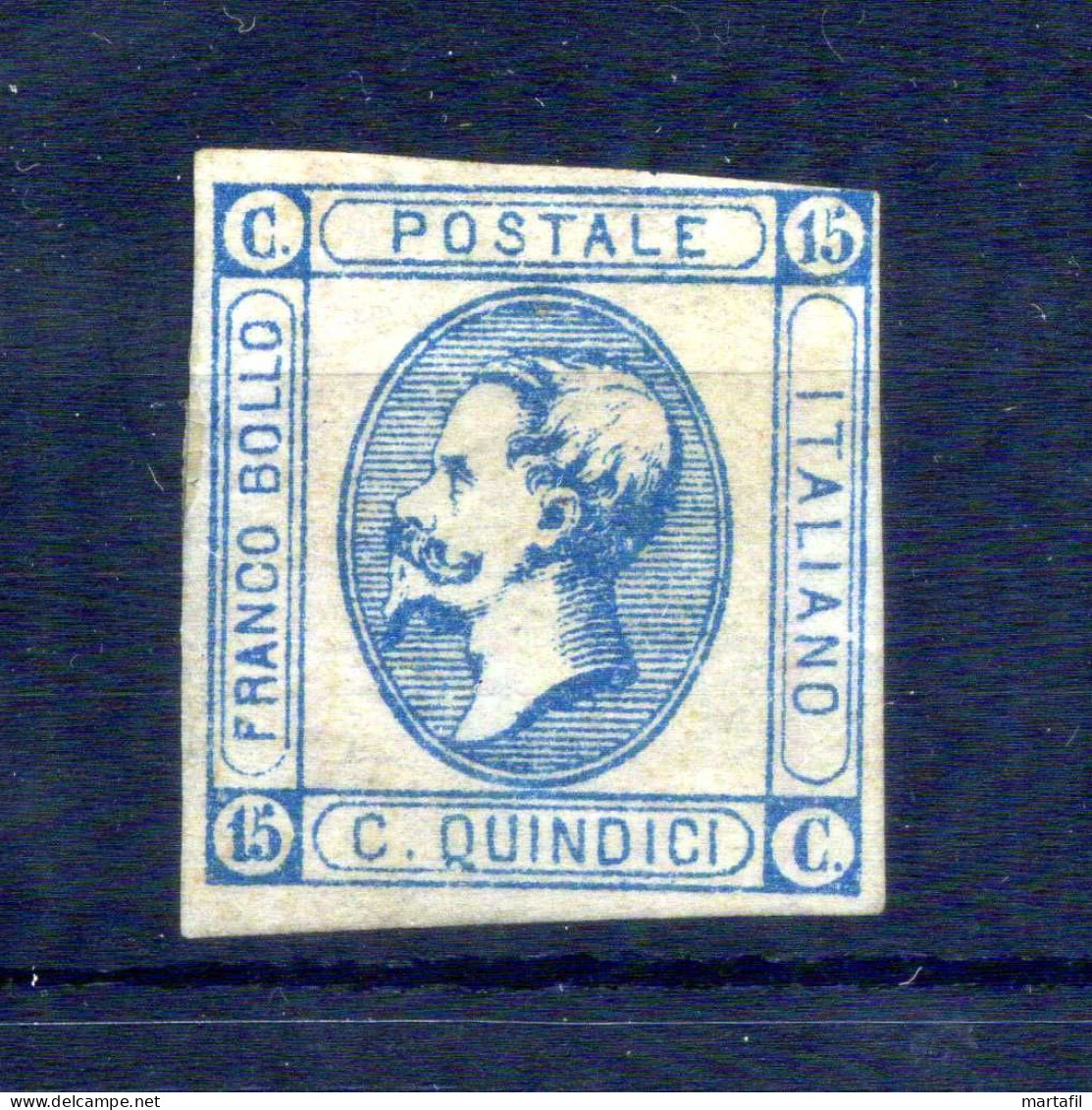 1863 REGNO Italia N.13 15 Centesimi Azzurro II Tipo (*) - Ongebruikt