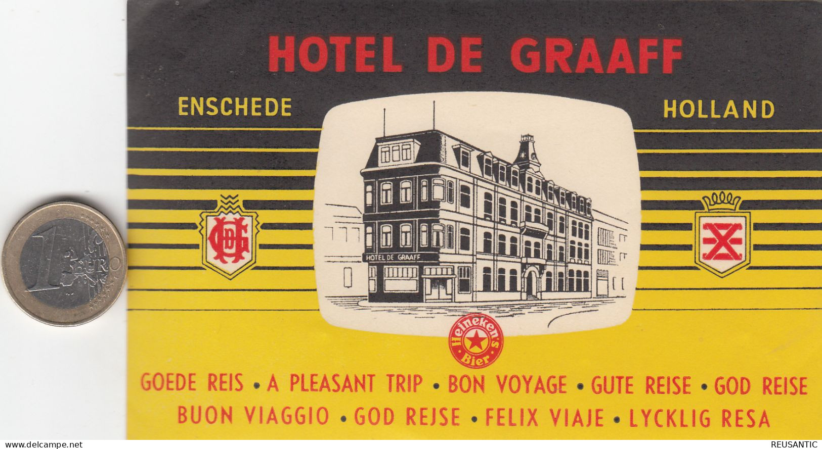 ETIQUETA - STICKER - LUGGAGE LABEL  HOTEL DE GRAAF - ENSCHEDE    PAYS-BAS  HOLLAND - Etiquetas De Hotel