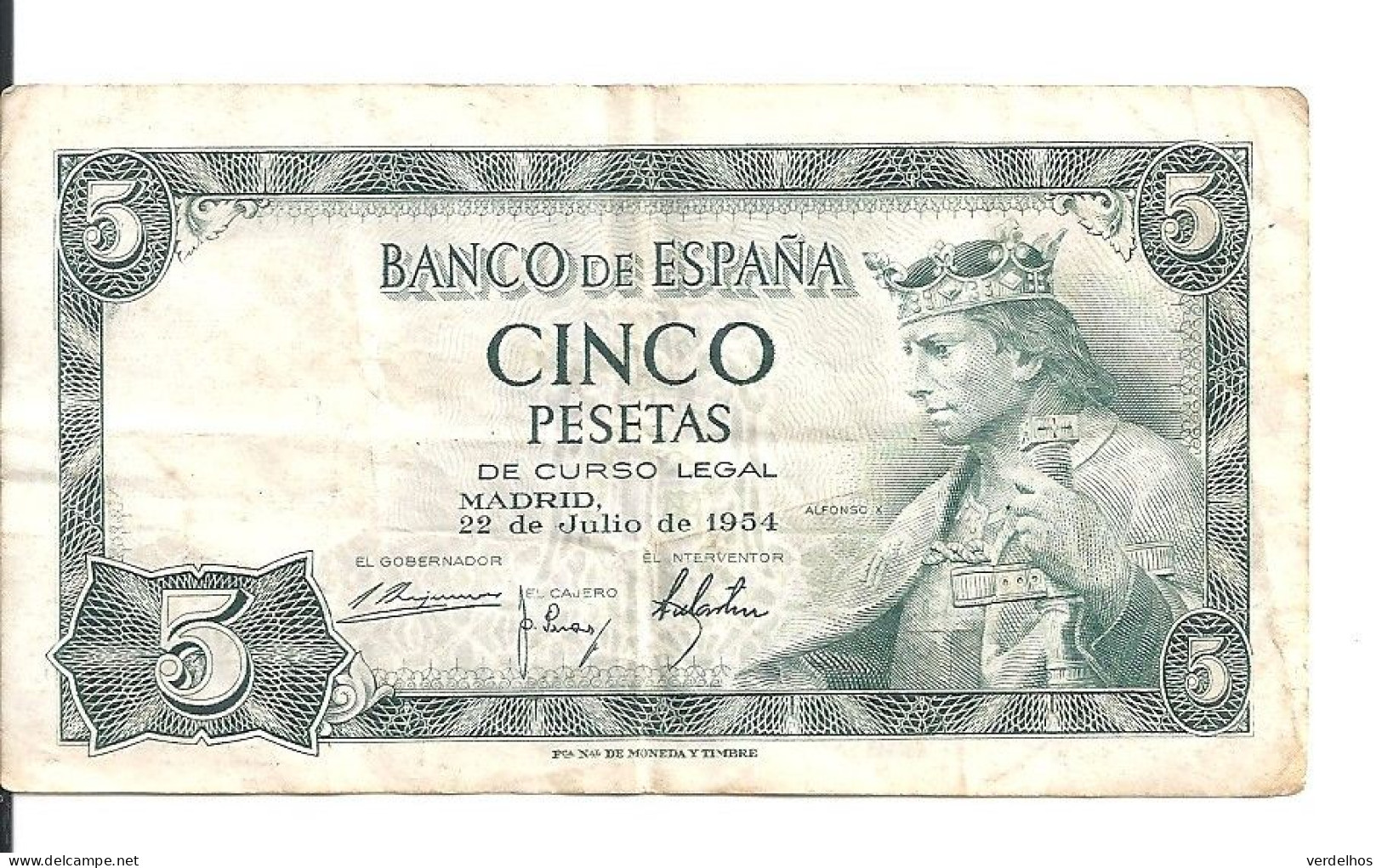 ESPAGNE 5 PESETAS 1954 VF P 146 - 5 Pesetas