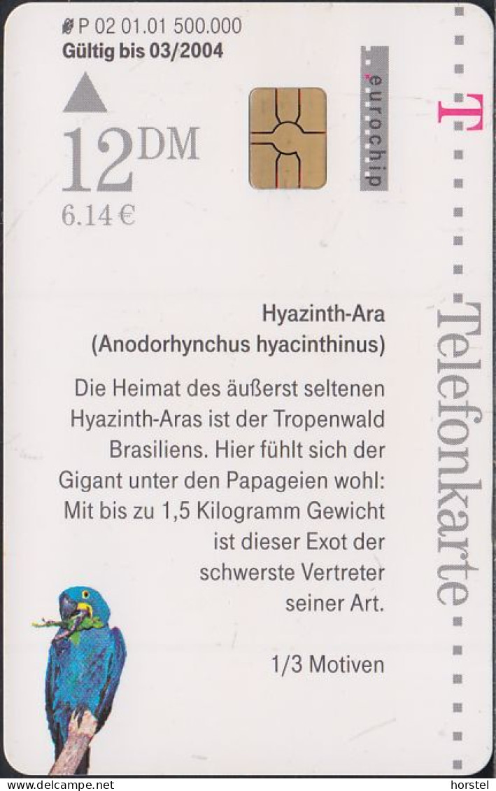 GERMANY P02/01 Hyazinth-Ara  DD: 3102 - P & PD-Series: Schalterkarten Der Dt. Telekom