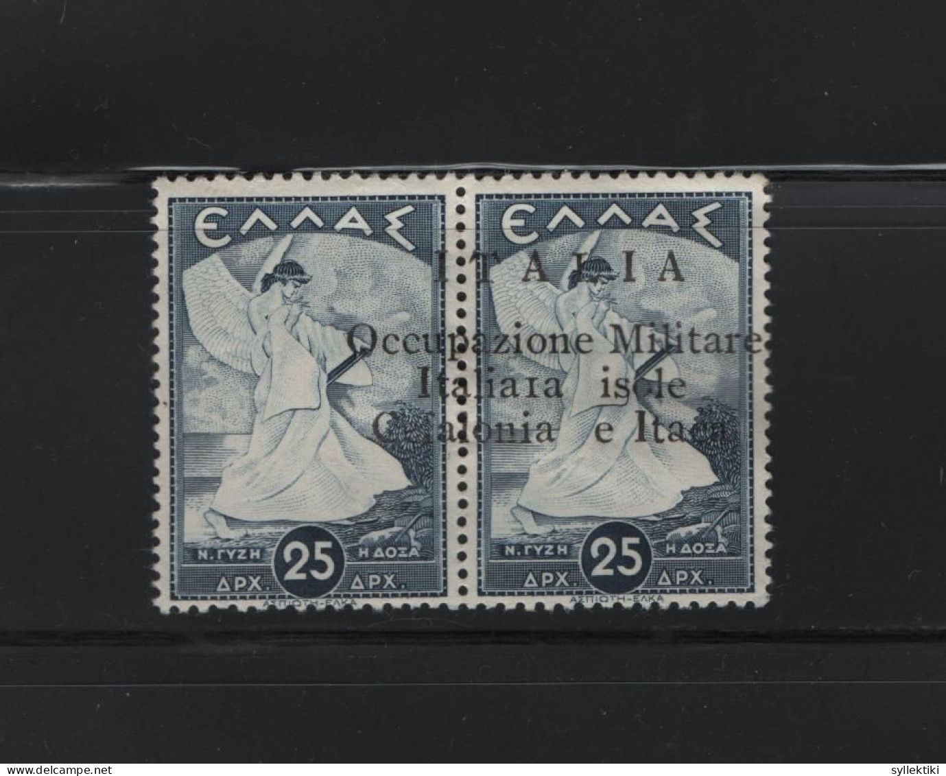 GREECE IONIAN ISLANDS 1941 80+80 LEPTA PAIR MNH STAMPS OVERPRINTED ITALIA Occupazione Militare Italiana Isole Cefalonia - Iles Ioniques