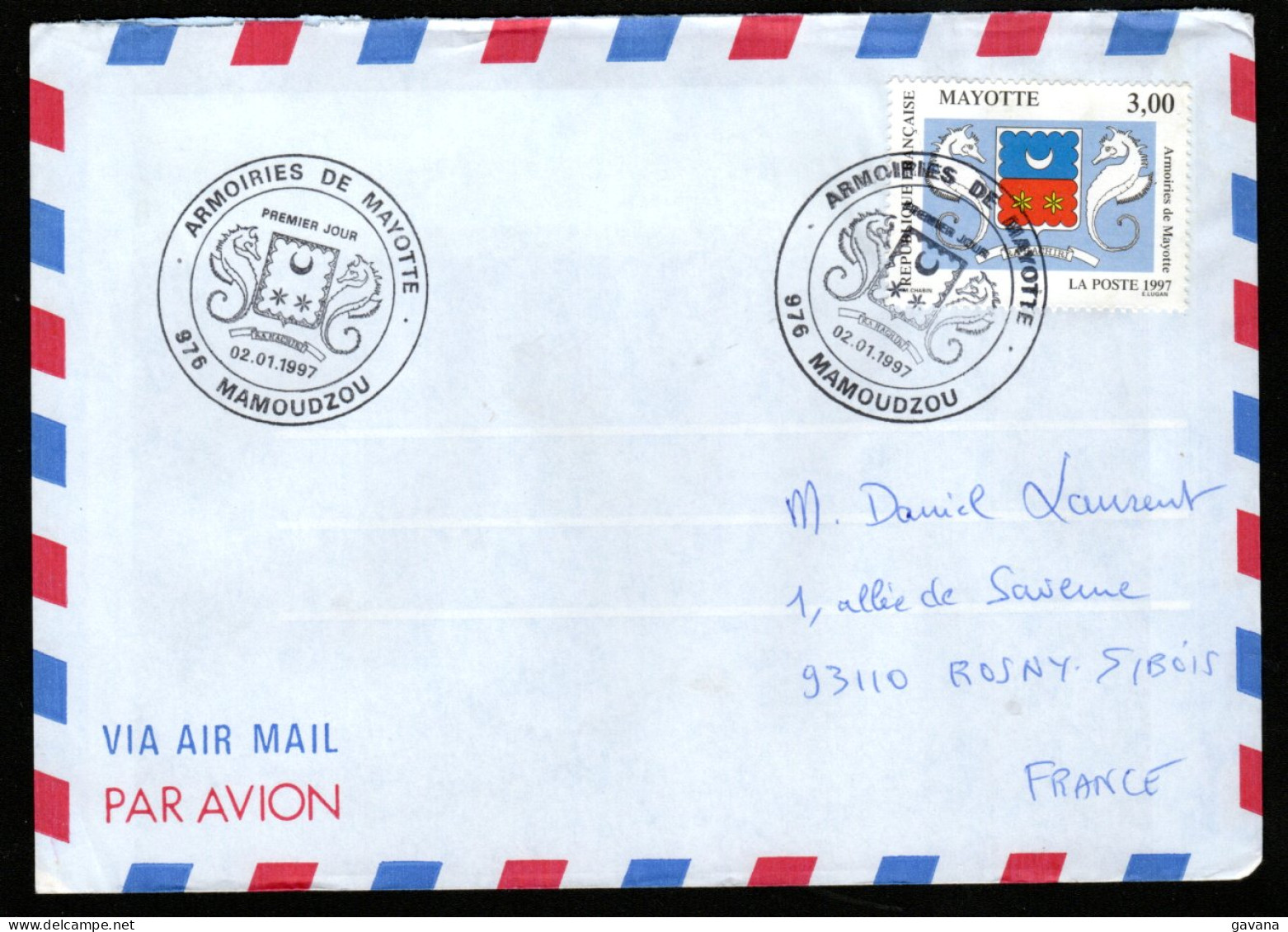 MAYOTTE - Lettre De Mamoudzou Pour La France 1997 - Lettres & Documents