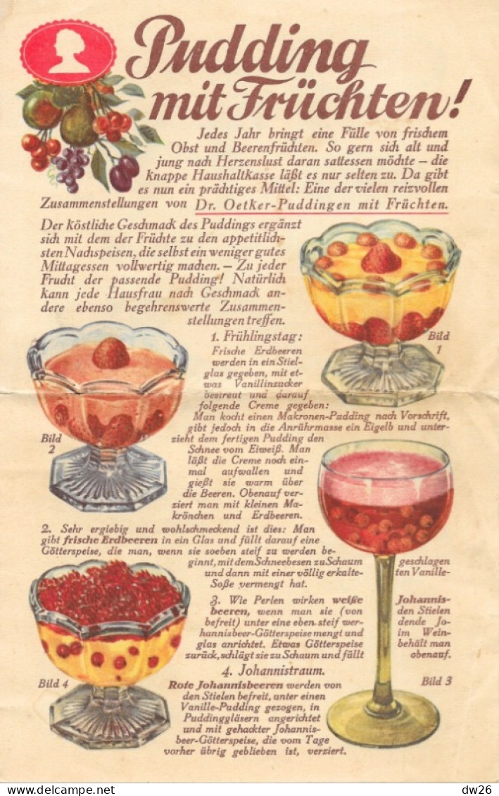 Desserts - Recette Patisserie Allemande: Pudding Mit Früchten (aux Fruits) 4 Pages - Altri & Non Classificati