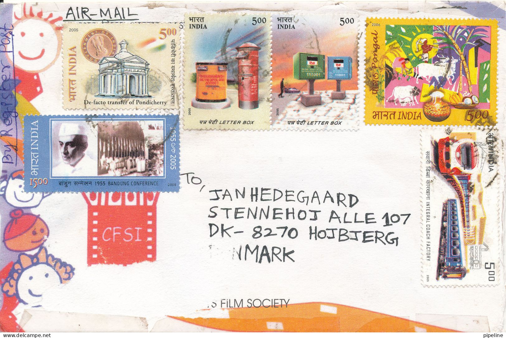 India Registered Cover Sent To Denmark 13-2-2006 With More Topic Stamps - Covers & Documents