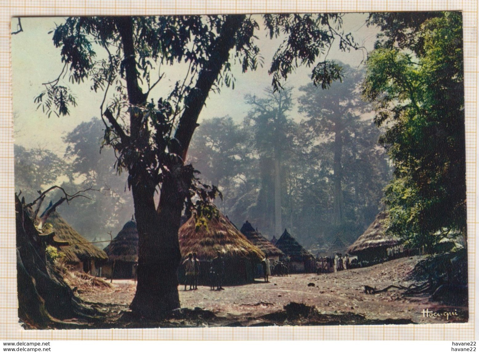 8AK1546 AFRIQUE TIMBRE GABON  VILLAGE AFRICAIN   2 SCANS - Gabon