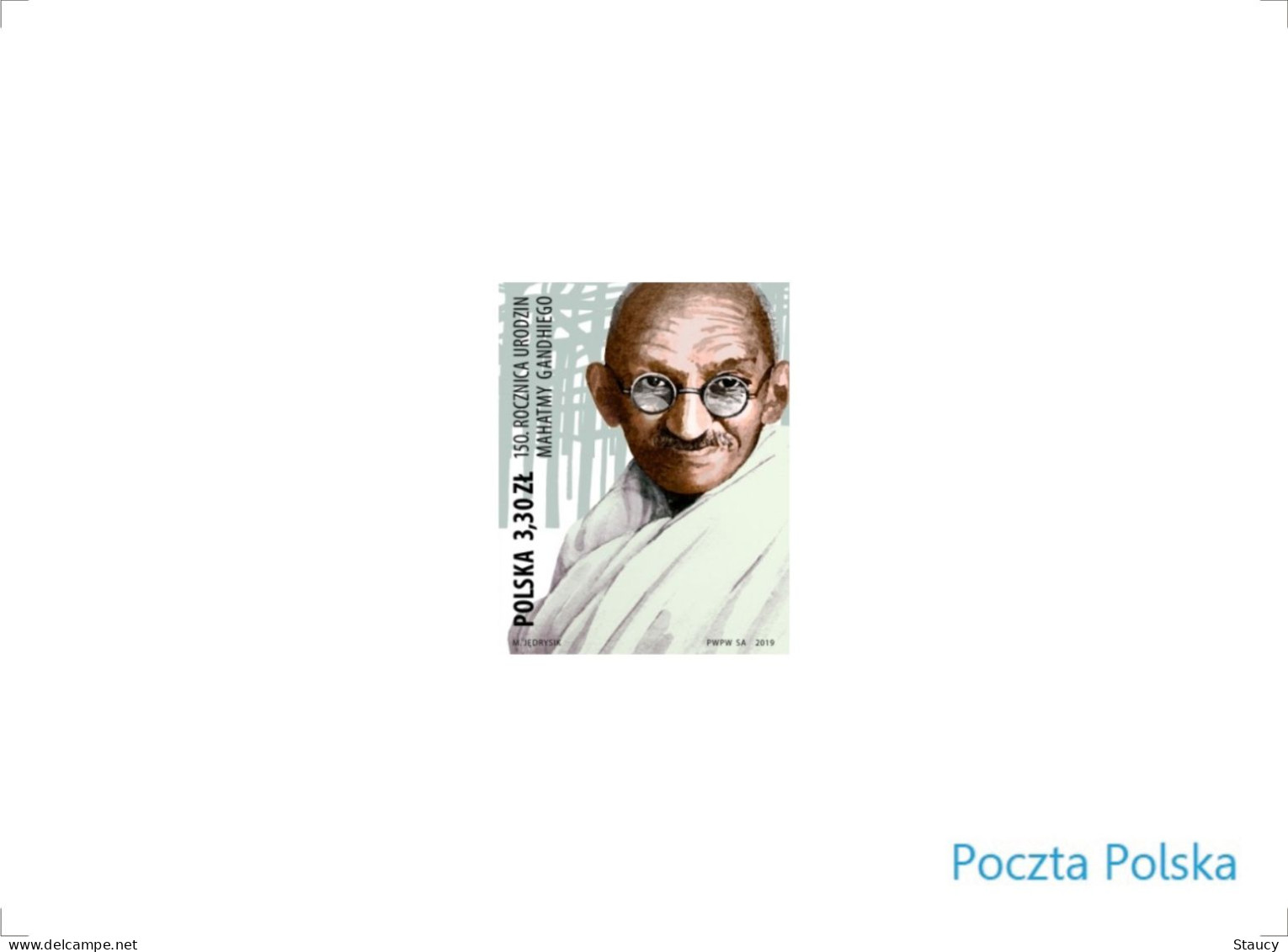 POLAND 2019 150th. BIRTH ANNIVERSARY Of MAHATMA GANDHI DELUXE PROOF / Die Proof As Per Scan Only One Available - Unused Stamps