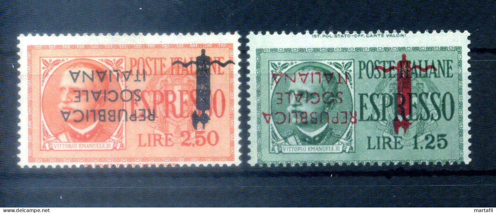 1944 Repubblica Sociale Italiana RSI Espresso Espressi 21a/22a MNH ** Sovrastampa Capovolta - Express Mail