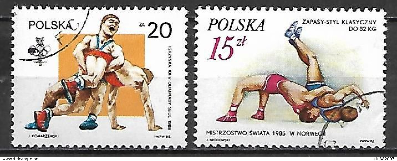 POLOGNE     -    LUTTE   /   CATCH     -    Oblitérés - Wrestling