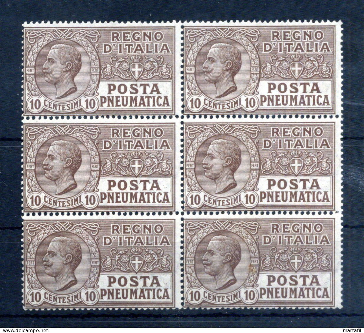 1913-23 REGNO Posta Pneumatica N.1 BLOCCO MNH ** - Posta Pneumatica