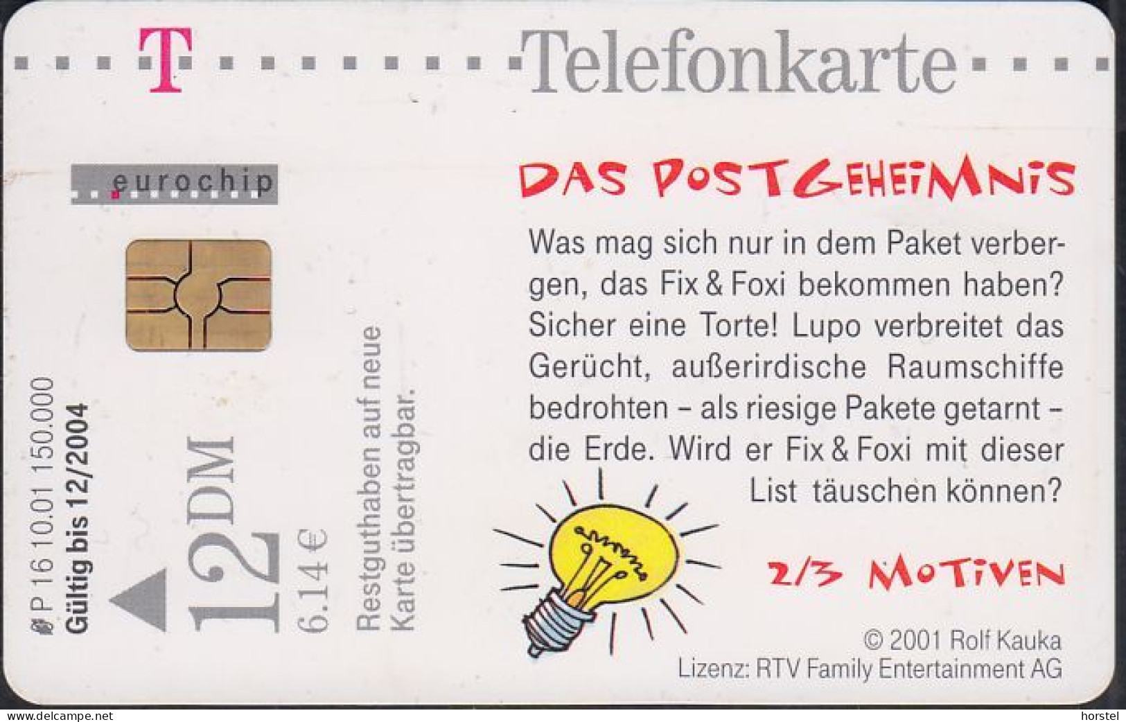 GERMANY P16/01 Fix & Foxi - Comic - Das Postgeheimnis - Motiv 2 - P & PD-Series: Schalterkarten Der Dt. Telekom